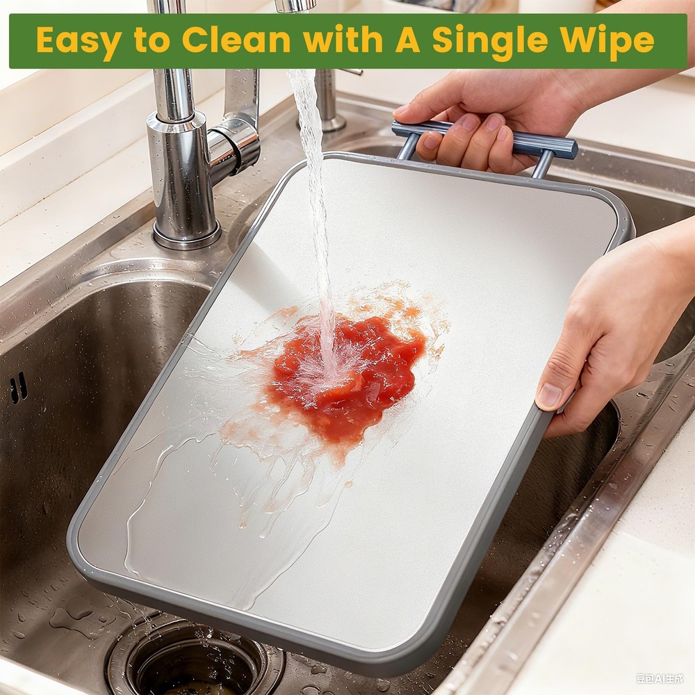 Titanium Cutting Boards for Kitchen, Non Toxic 2-in-1 Cutting Board Double Si...