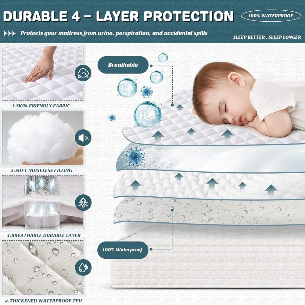 Almohadilla protectora King Mattres impermeable acolchada,