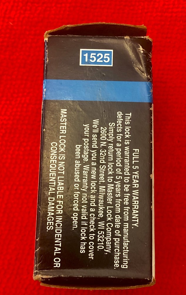 Vintage *NEW* Master Lock 1525 Padlock Combination Lock With Code Paper