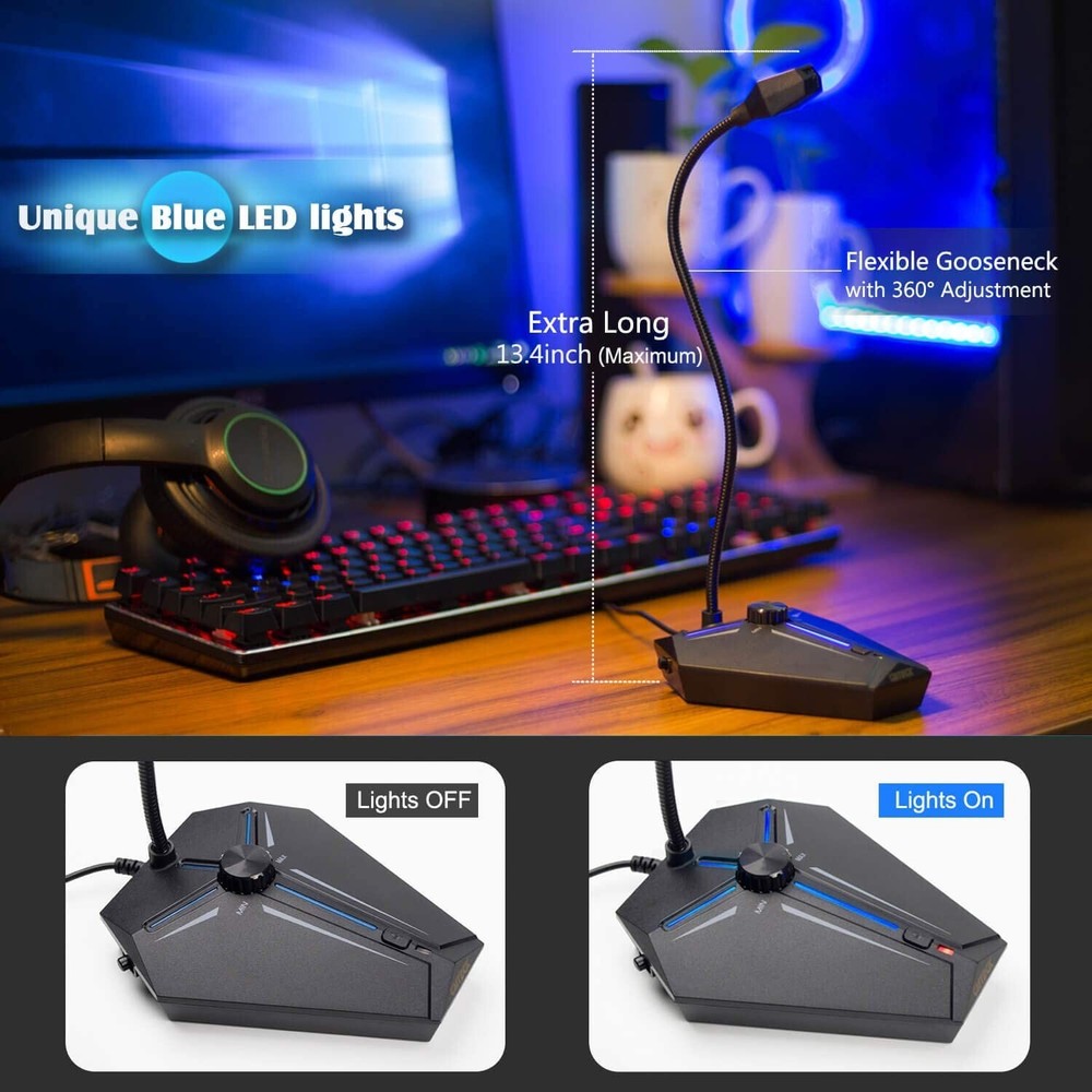 NEW CMTECK Computer Microphone G006Plus USB Desktop Condenser PC Laptop Mic Mute