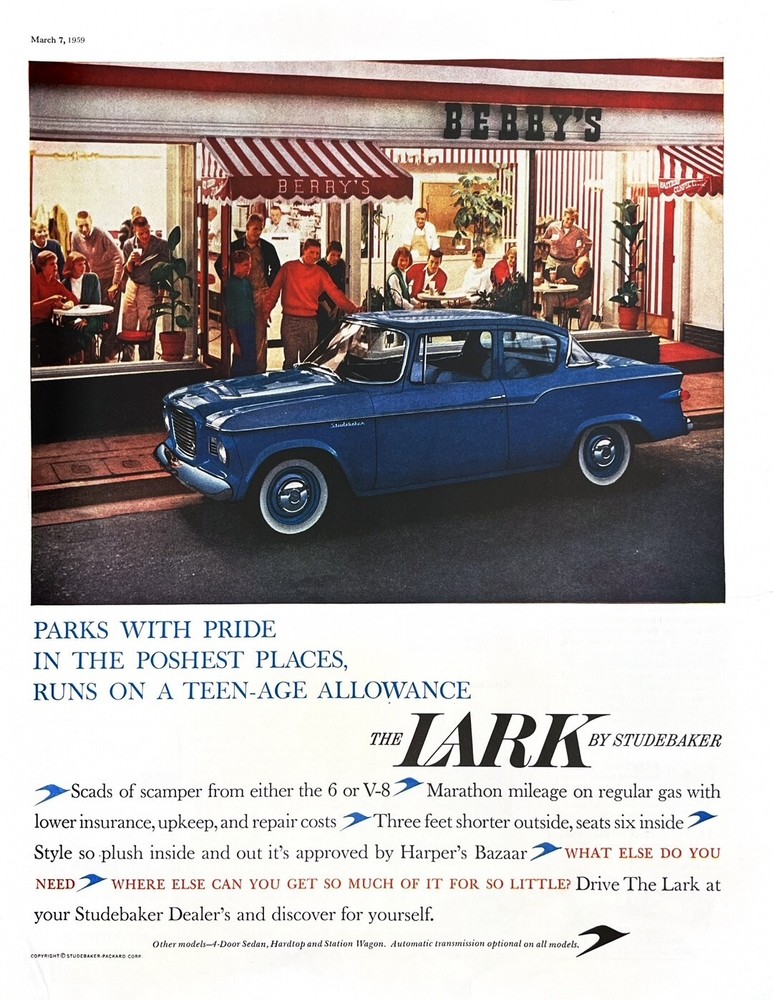 1959 STUDEBAKER LARK Large Original Vintage Print Automobile Car
