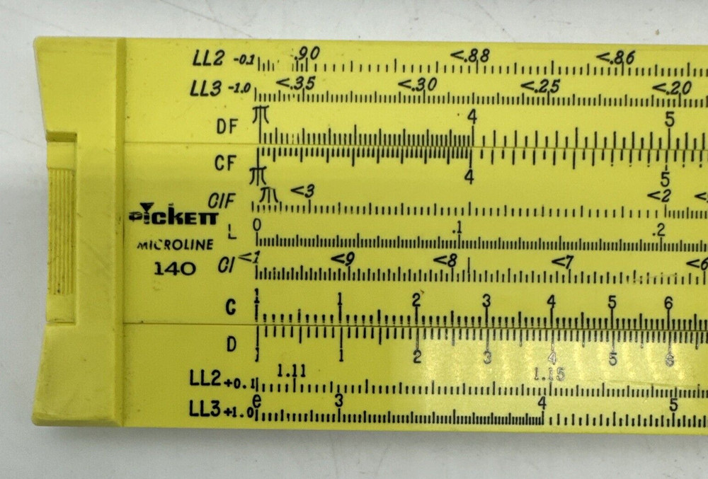 Vintage Pickett Microline 140 Yellow Slide Rule with Case