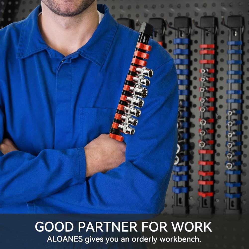 Efficient Wall-Mounted 9PC ABS Socket Organizer - Holds 129 Sockets in Style