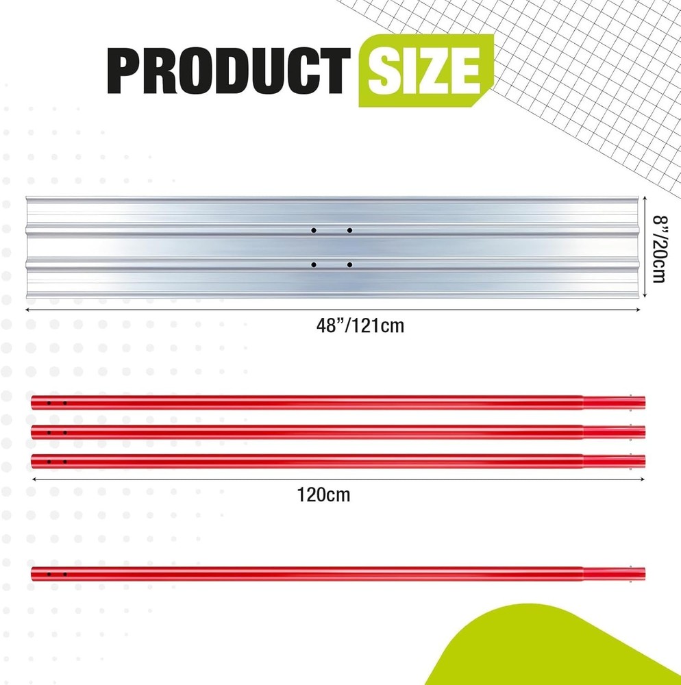 48"x8" Bull Float Kit Magnesium Concrete Float w/ Adjustable Bracket & 4 Handles