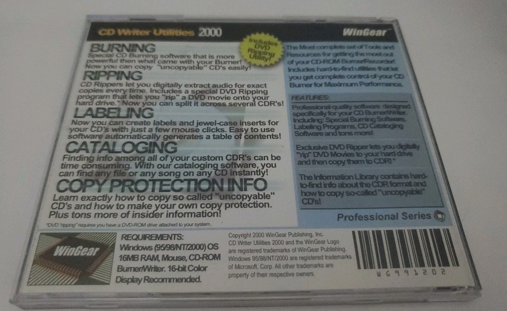 CD Writer Utilities 2000 WinGear Professional Series CD-ROM
