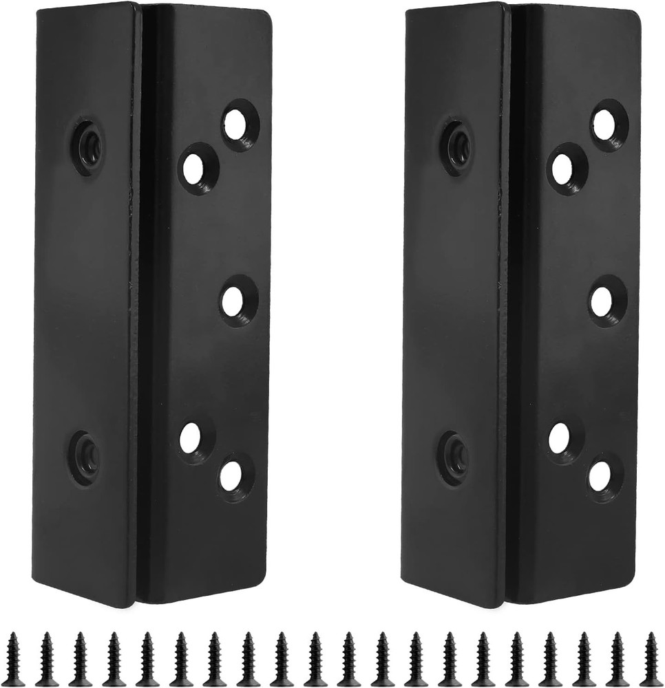 2 Pcs Bed Frame Bed Post Double Hook Bracket, Heavy Duty Bed Hardware Plate Atta