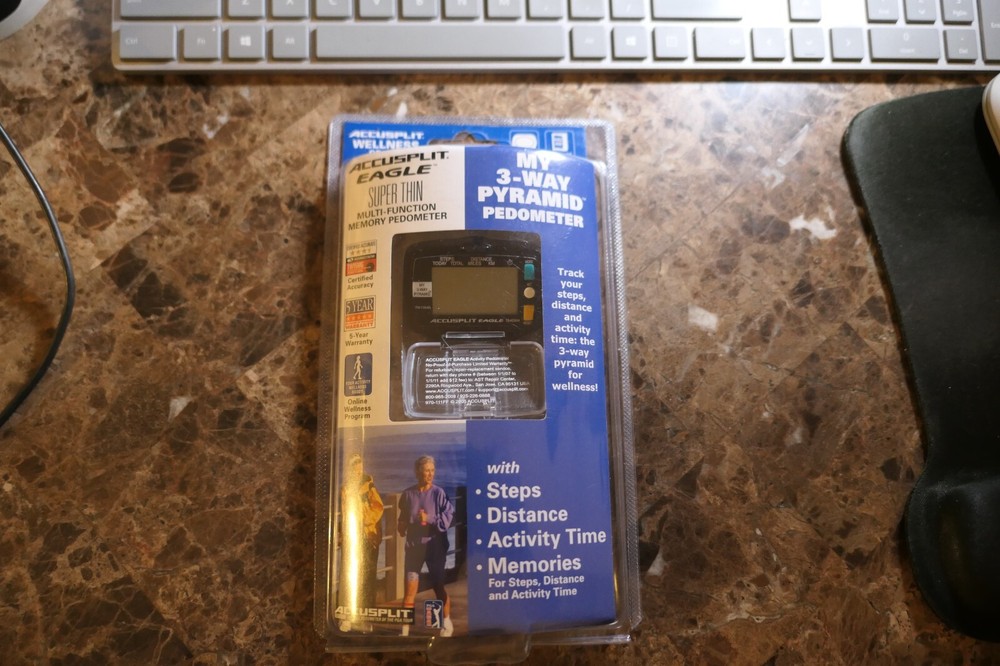ACCUSPLIT Eagle Wellness Series Super Thin Step and Distance Pedometer A79