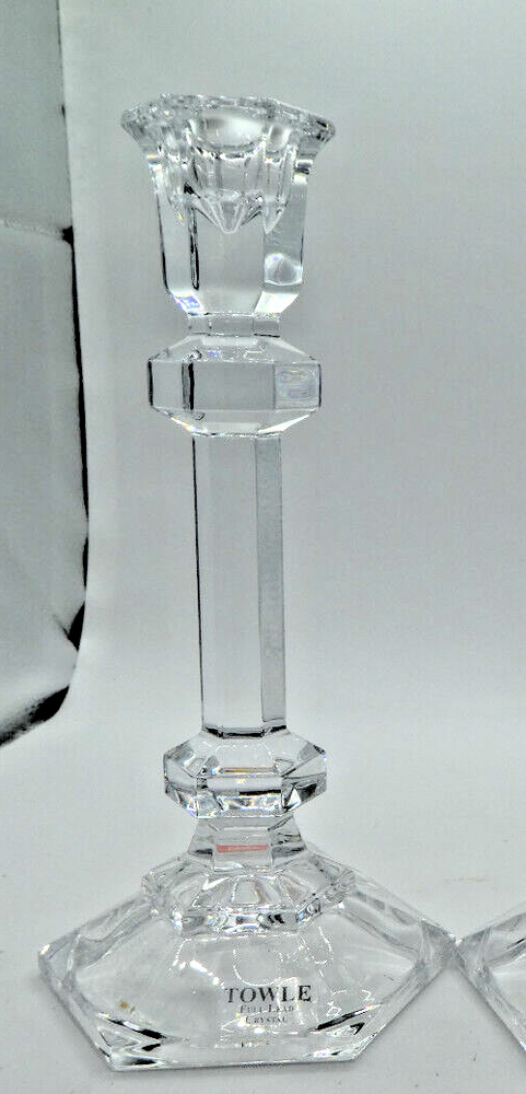 Towle Full Lead Crystal Candlesticks 7.5" Washington Pattern NIB, Prefect Gift