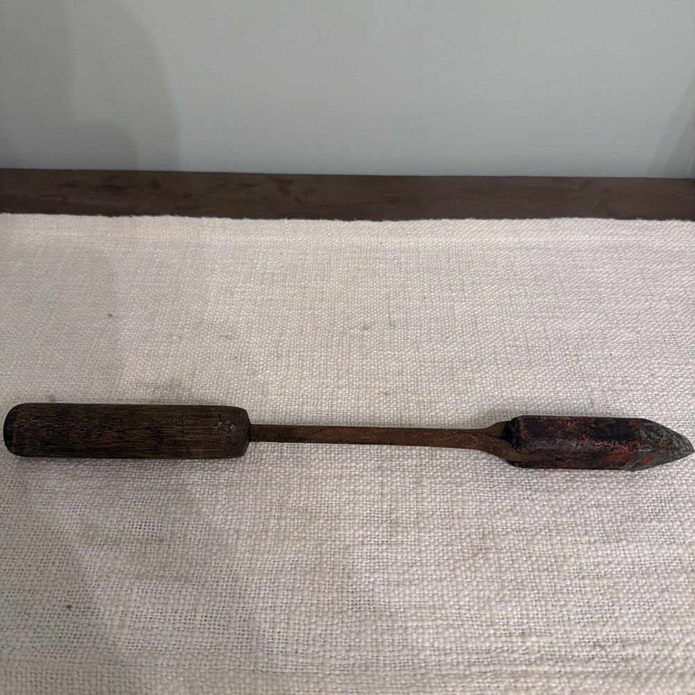 Vintage Copper Head Soldering Iron with Wood Handle 14"