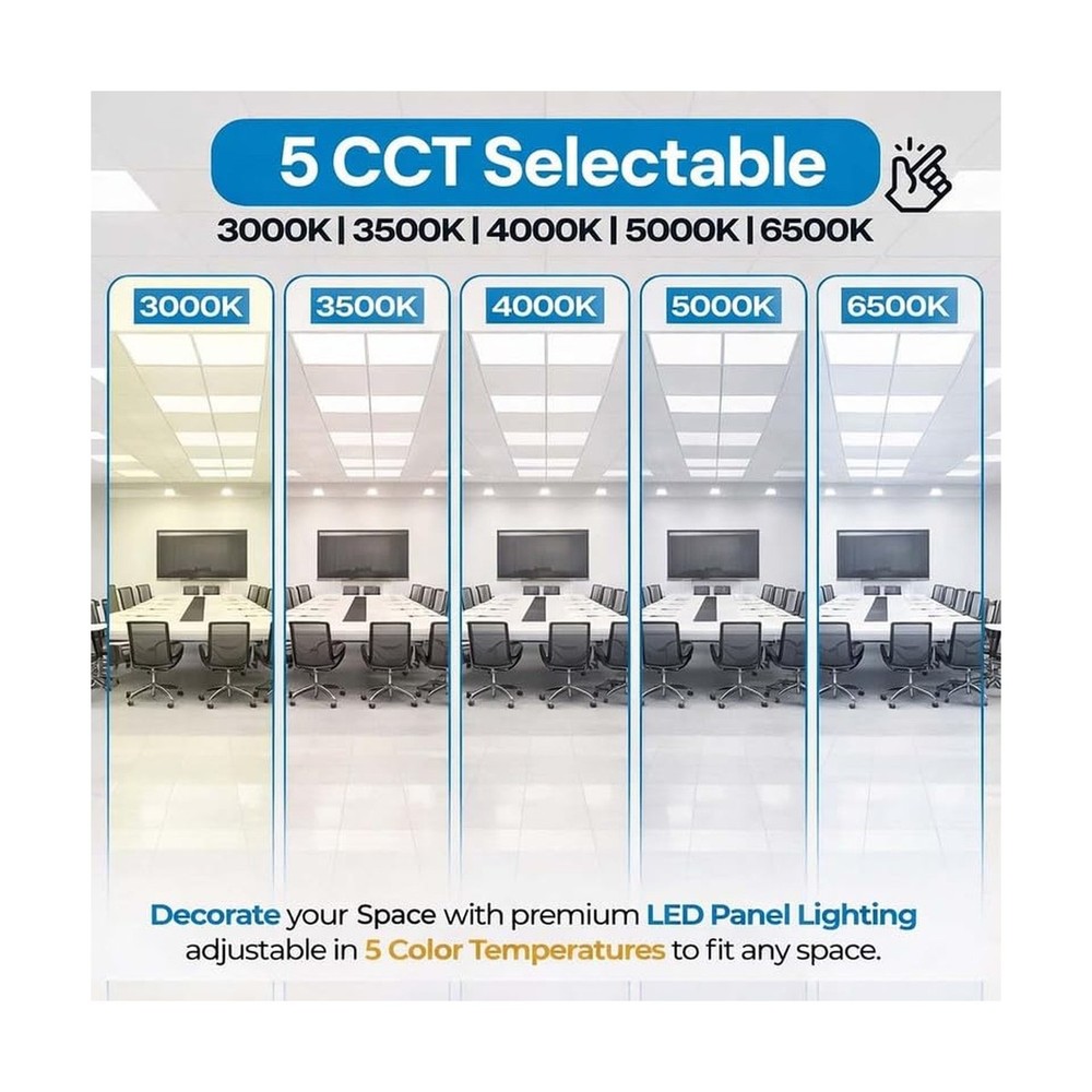 4 Pack 2x2 LED Flat Panel Light for Drop Ceiling, 5200lm Selectable 20W/25W/3...