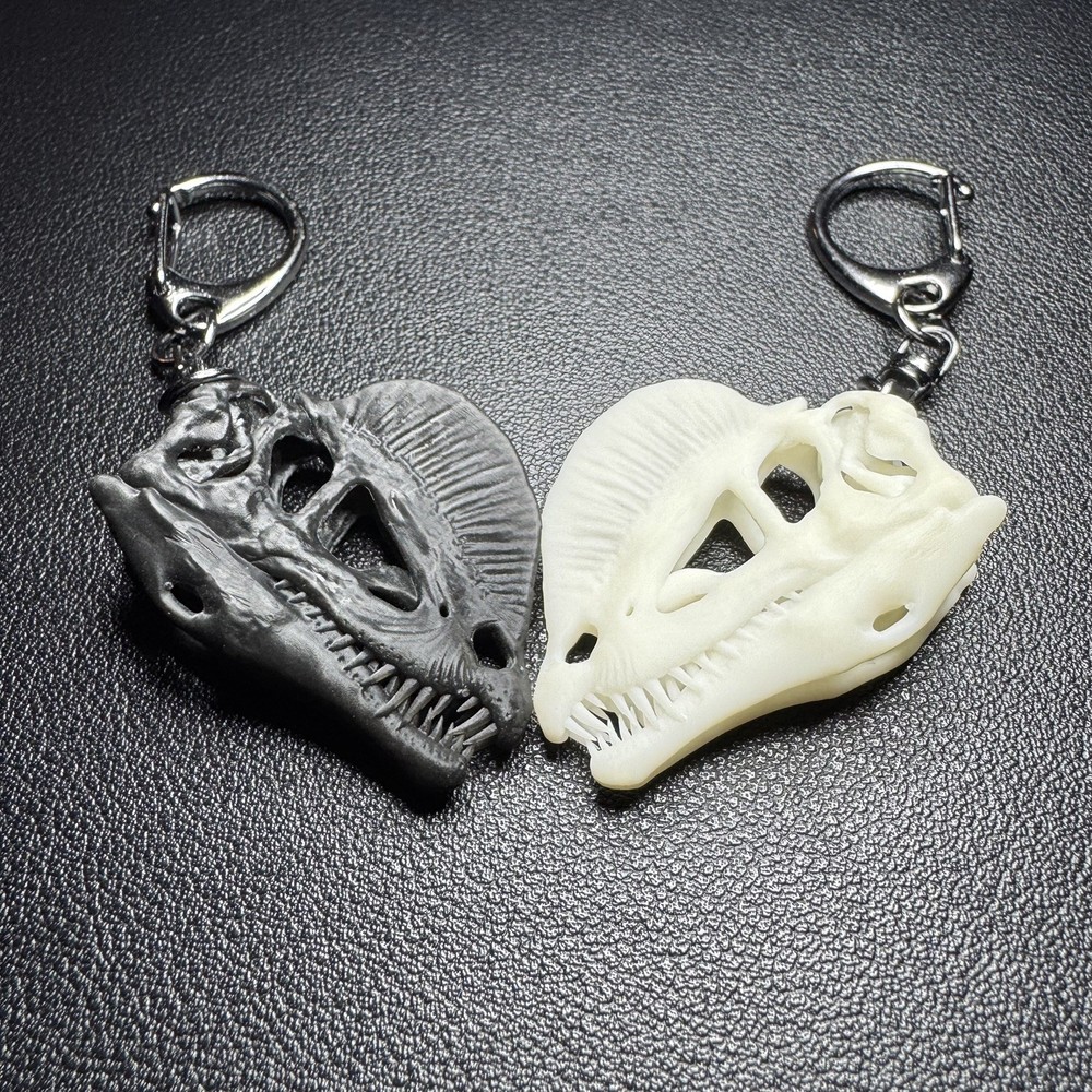 Dilophosaurus | Keychain Skull Replica (Black)