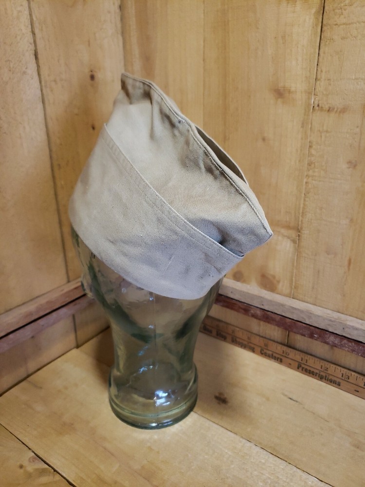 VINTAGE WWII COTTON KHAKI ARMY GARRISON HAT