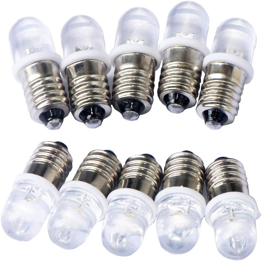 10Pcs E10 Screw DC12V Warm White Spot Led Bulb Light Lamps +10Pcs E10 Base (DC12