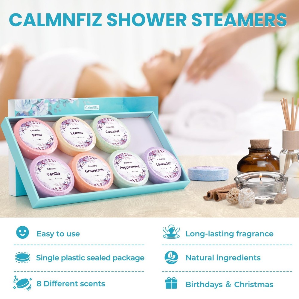 8 Pack Shower Steamers Bath Bombs Tablets Aromatherapy Spa Relaxation Set