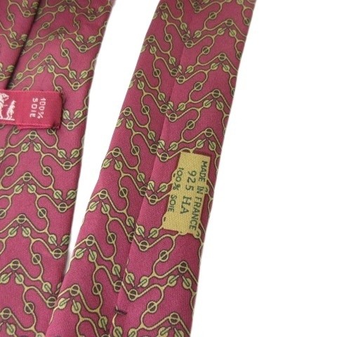 HERMES Tie Silk 925HA All over Pattern Bordeaux men's