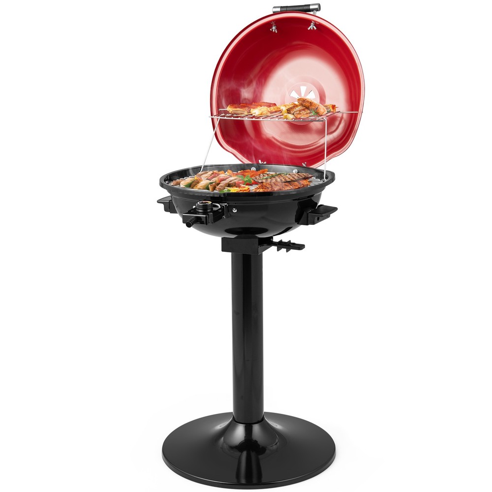 1600W Electric BBQ Grill w/Adjustable Venting System for Kitchen Apartment Red