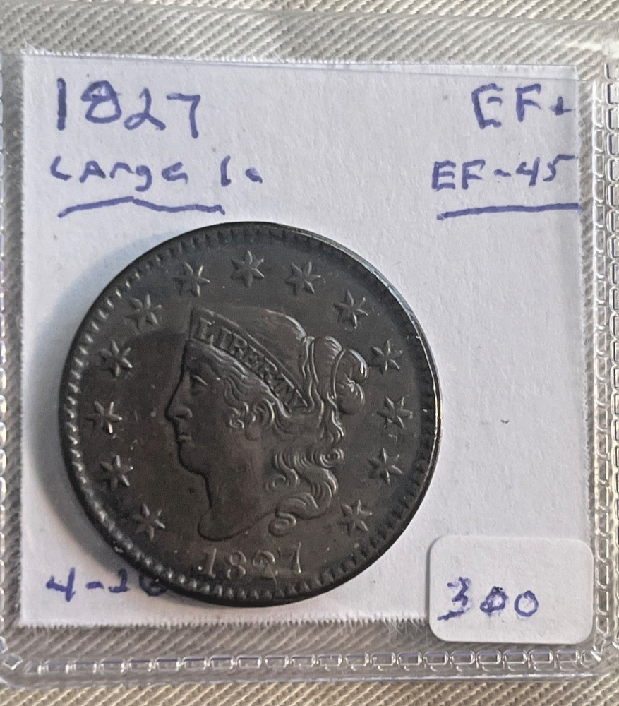 1827 Coronet head cent , better date & Grade
