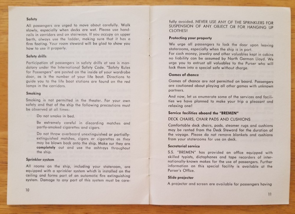 NORTH GERMAN LLOYD INFORMATION BOOKLET