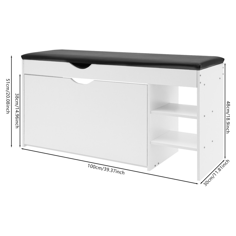 Space-Saving Triple-Fold Shoe Rack with Bench, Warm White, Entryway Storage
