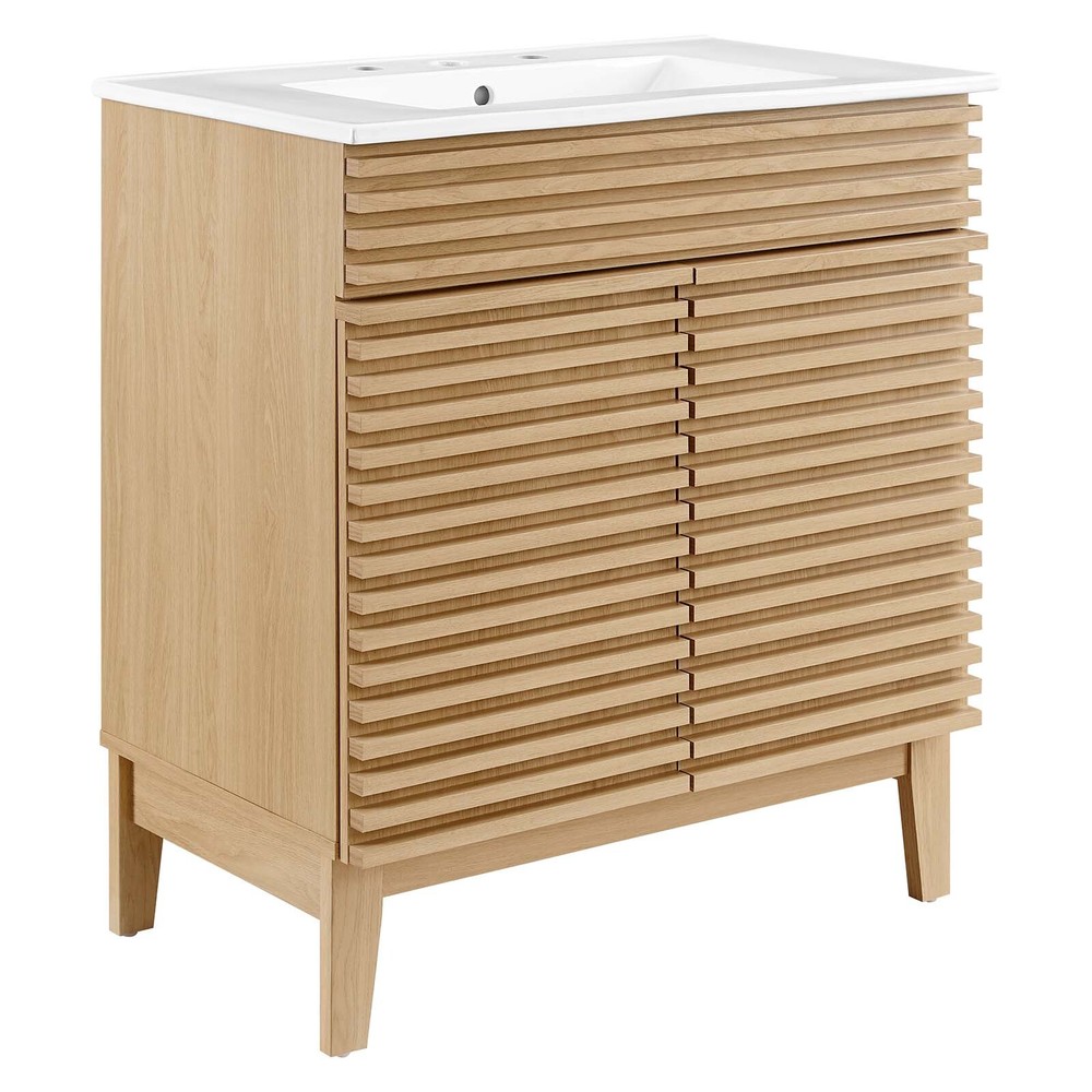 Modway Render 30" Bathroom Vanity With Sink in Oak White
