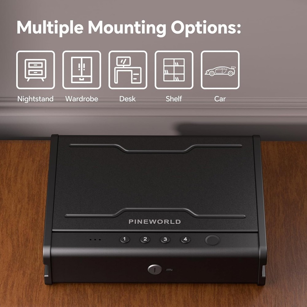 Quick Access Fingerprint Pistol Safe with Interior Light Features