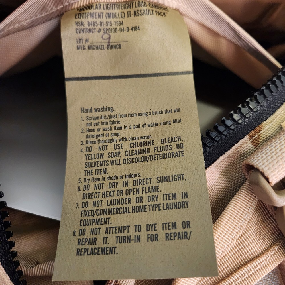 Modular Lightweight Load Carrying Equipment Molle II Assault Pack Backpack Used