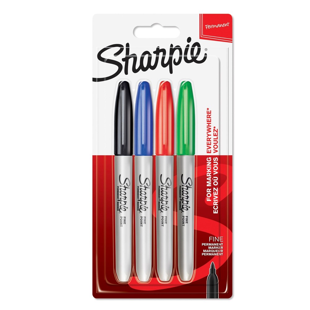 Sharpie Permanent Markers Fine Tip Assorted Colors 4 Pack Quality Ink