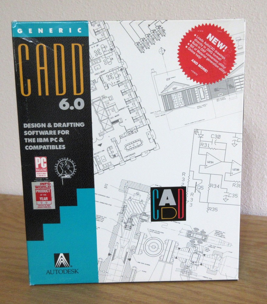 (O) Generic CADD 6.0 Design & Drafting Software, IBM, PC, Autodesk, 1991