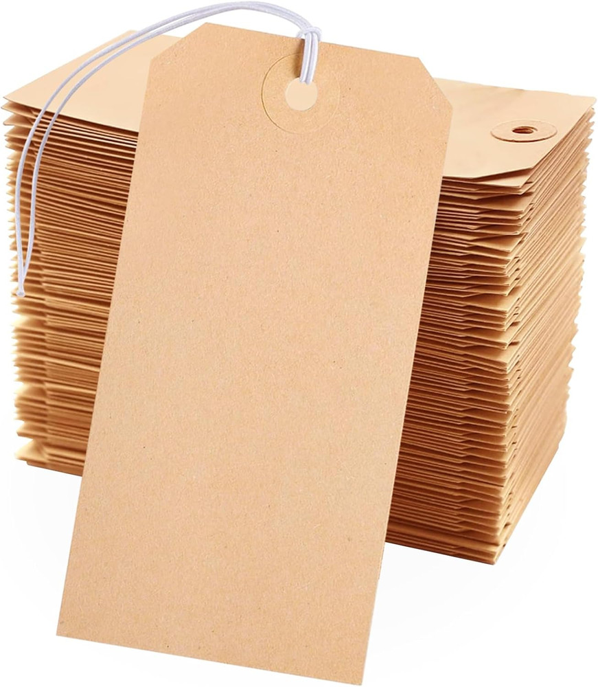 200 Pack Kraft Tags with String Attached,Large Marking Tags Paper Hanging Tags w