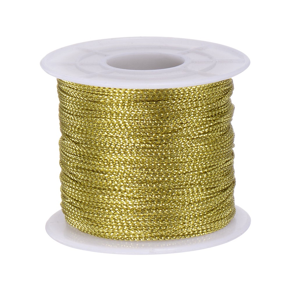 Metallic Cord 1mm 109 Yards Tinsel Rope Thread String, Golden