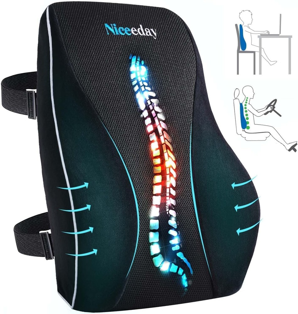 Niceeday Lumbar Support Pillow for Office Chair Car Back Support Pillow, Memory