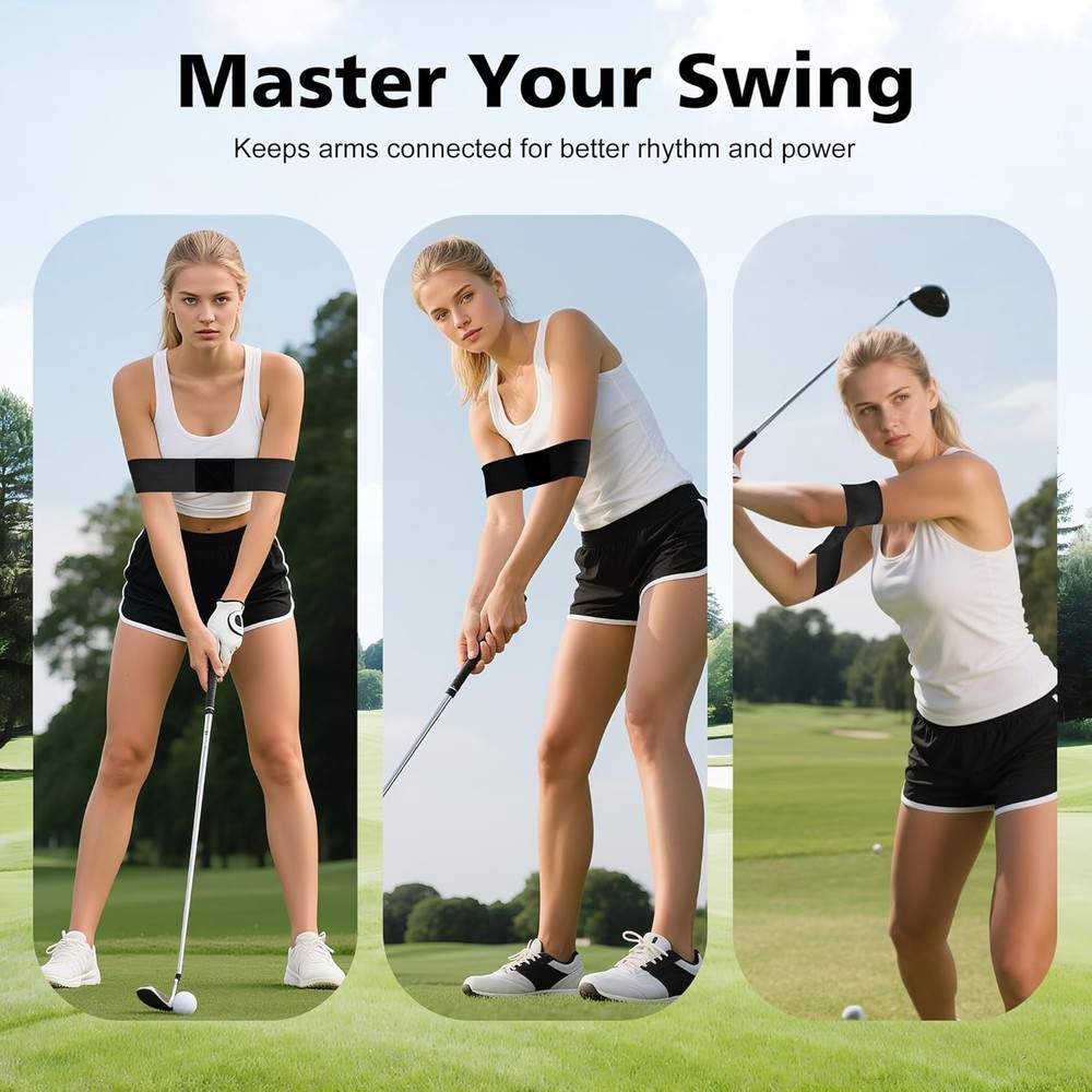 Compact 2-Pack Golf Swing Training Arm Bands - Eliminate Flaws & Improve Rhythm