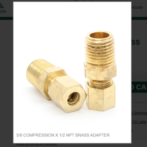 5/8 COMPRESSION X 1/2 NPT BRASS ADAPTER # 68-108