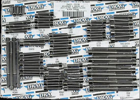 M-Eight Engine Bolt Set Smooth Black Chrome Harley Ultra Classic 17-19