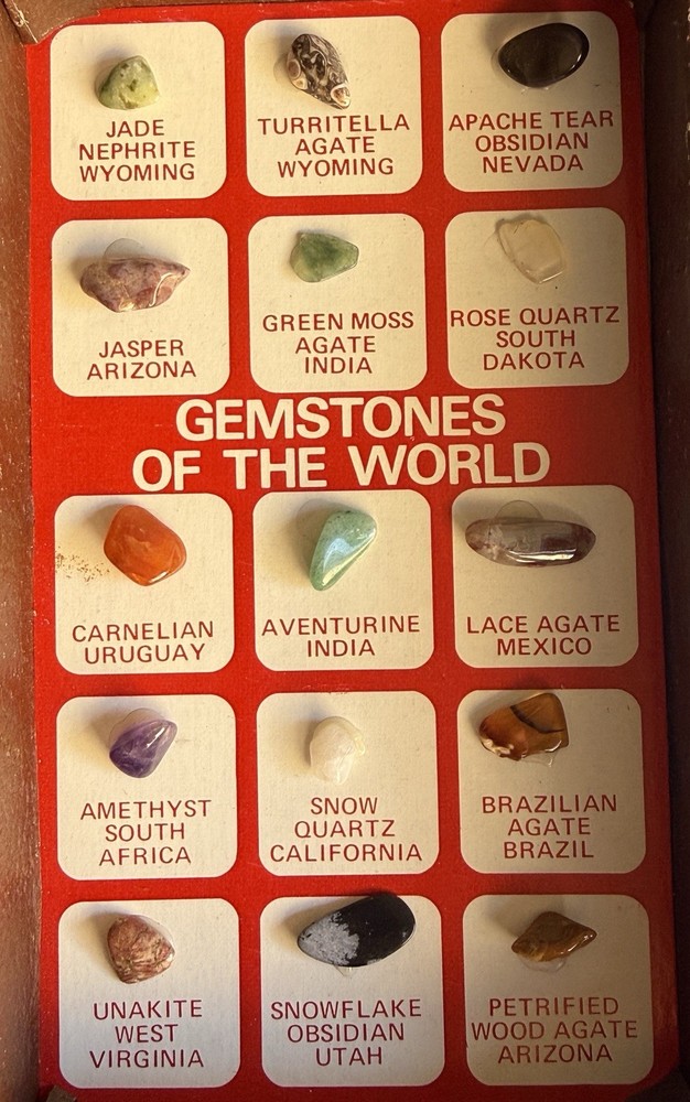 Gemstones for Education SET, Rocks & Shells Collection with World Map | ESM US