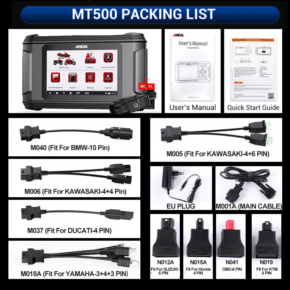 ANCEL MT500 PRO Motorcycle Scanner Full-System OBD2 Diagnostic Tool Programming