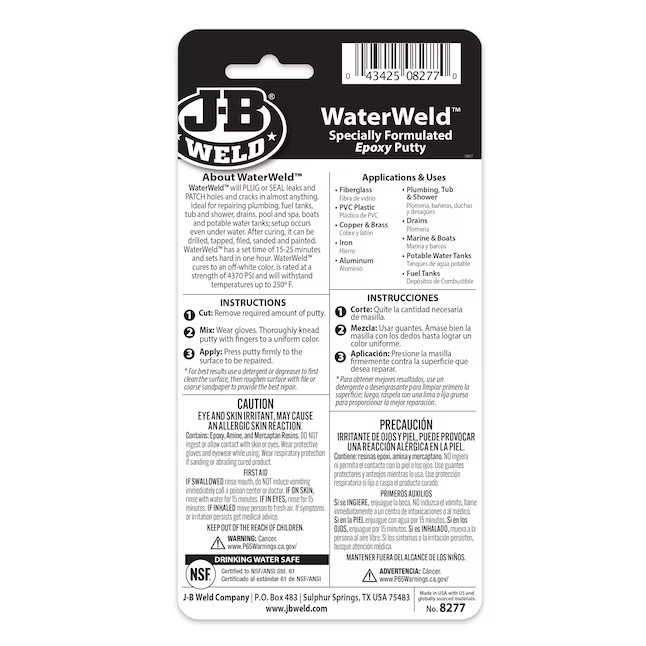 J-B WELD WaterWeld White Epoxy Adhesive