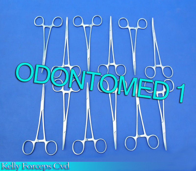 12 KELLY HEMOSTAT LOCKING FORCEPS CURVED TIP 10"