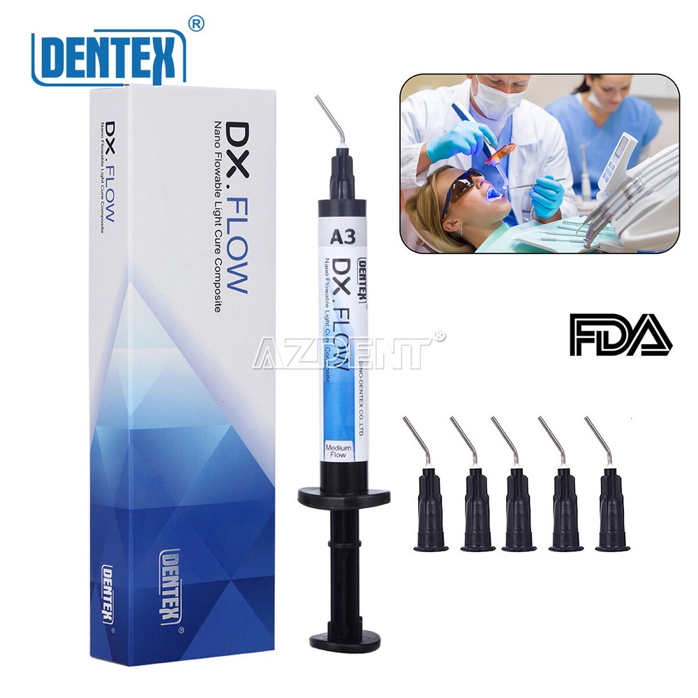 USA 10X DENTEX Dental Flowable Light Cure Composite Resin Medium Flow A3 Shade