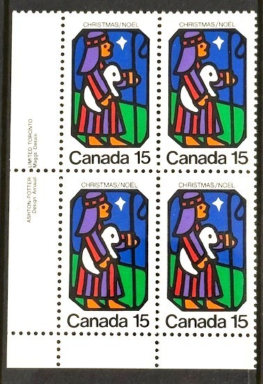 Canada #628 LL Plate Block Christmas MNH
