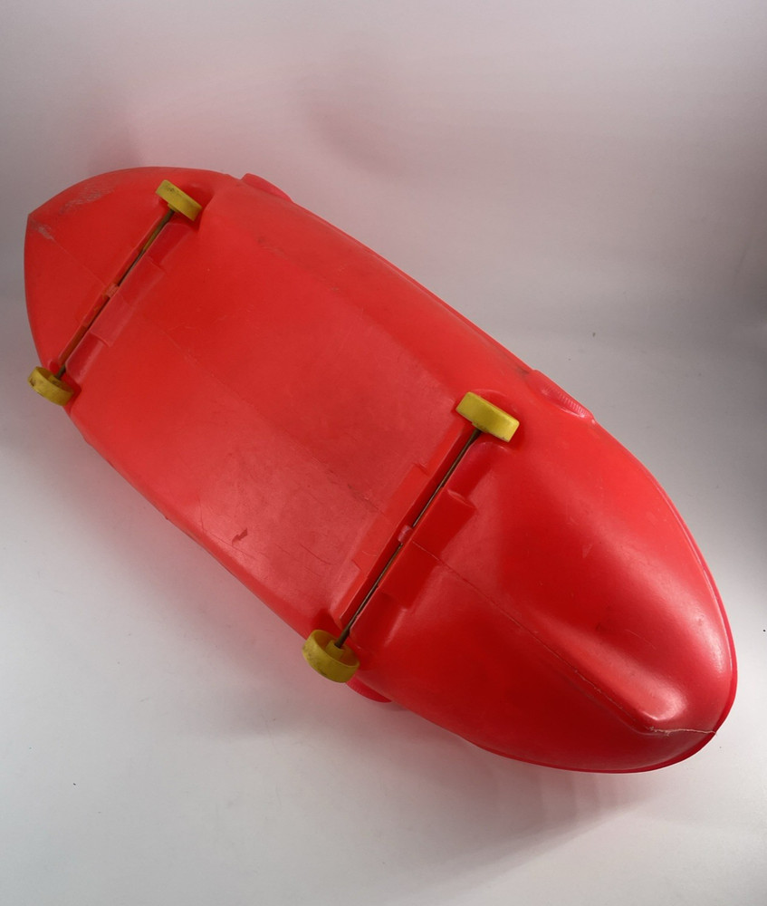 Vintage Marx Plastic Tugboat Pull Along w/Wheels Whistle Works Well Thrashed