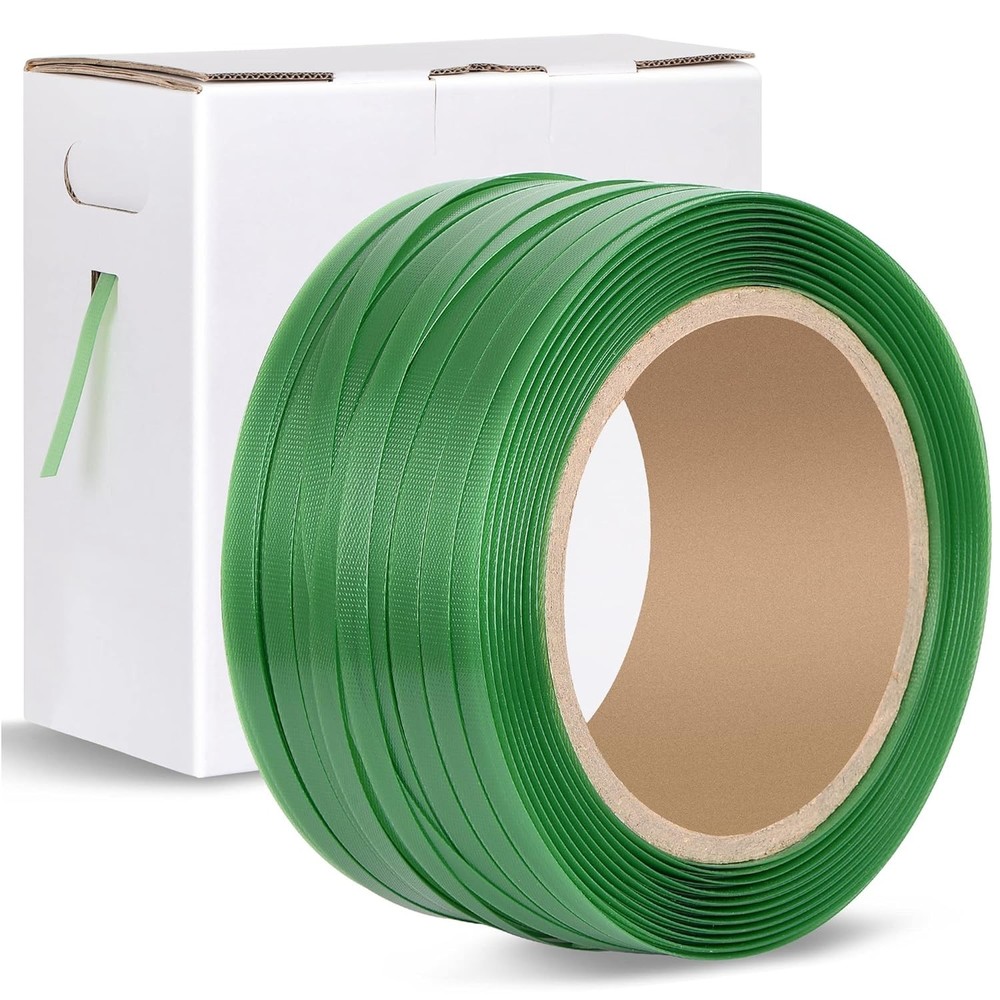 1400 lbs Break Strength Green Polyester PET Strapping - 1000' Pallet Strap Coil