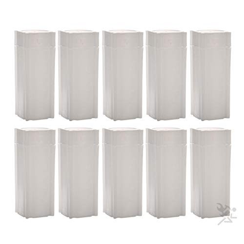 Square White Plastic Coin Storage Tubes for Quarters - 10 Pack, Durable Holders