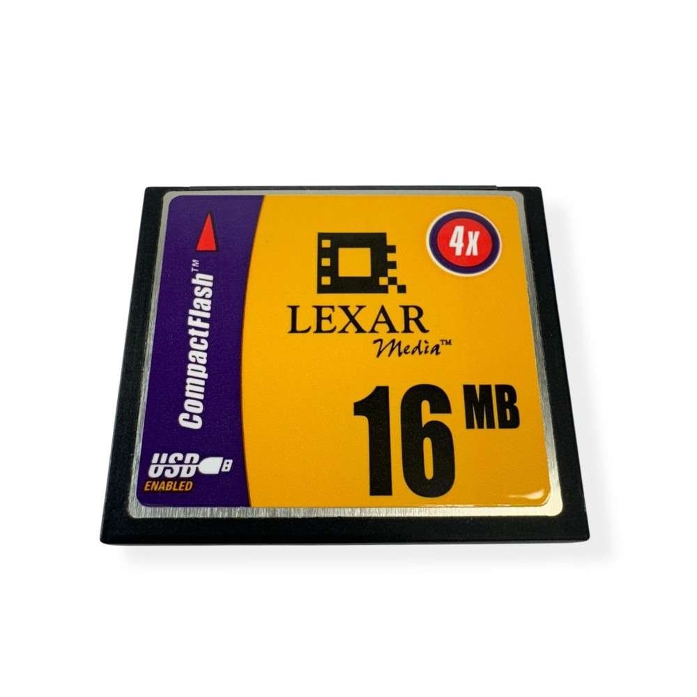 Vintage Lexar Media CompactFlash Card 16MB 4X USB Enabled Made USA 2001 Camera
