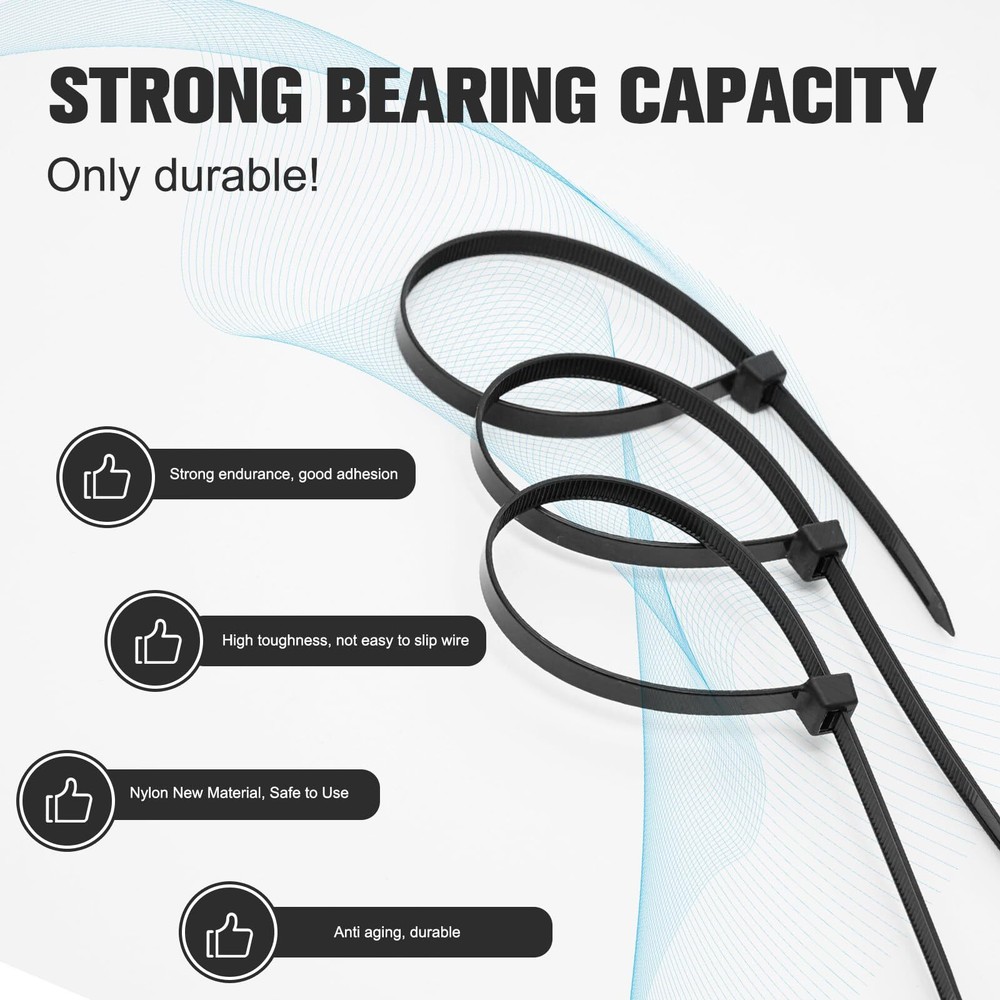 Cable Zip Ties，600PCS Multi-Purpose Nylon Zip Ties,Assorted Sizes