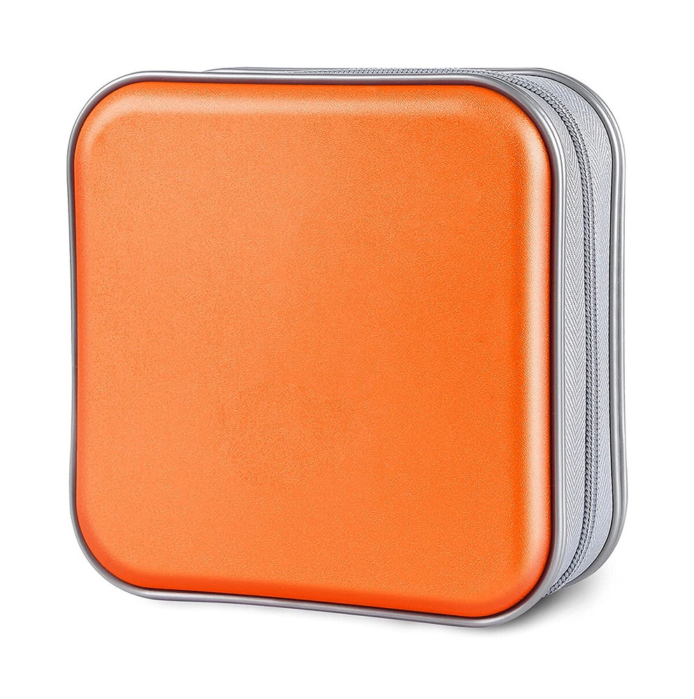 34 Disc CD/DVD Case Holders Wallet Hard Plastic Disc Cases Storage Binder Orange