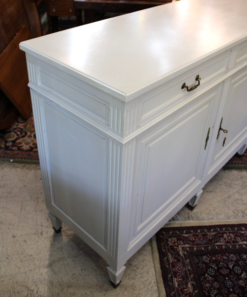 French Antique Louis XVI Painted White Sideboard / Buffet
