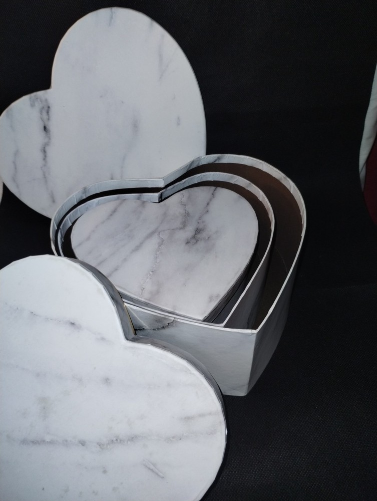 3 Pcs Heart Boxes / Nesting Boxes / Cardboard