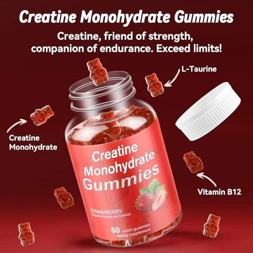 Creatine Monohydrate Gummies, 2 Pack Creatine Monohydrate for & Men, Sugar-Gu...