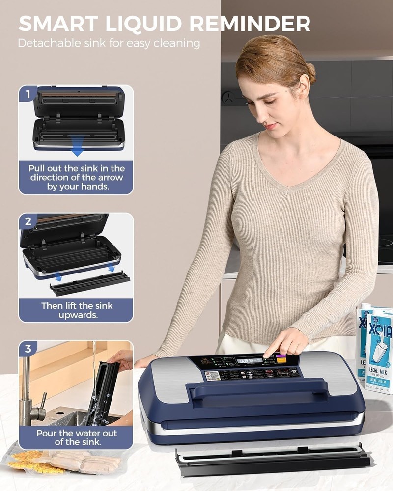 Automatic Vacuum Sealer Machine with Cutter & Starter Kit - Dark Blue